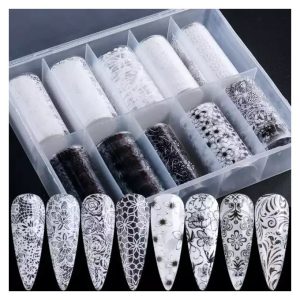 10 Rolls Decals Nail Art Foil Stickers