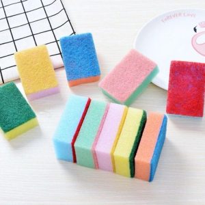 10Pc Double Sided DIsh wash Sponge Kitchen Cleaning Scouring Pad