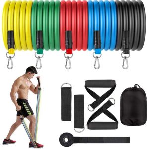 11 Pcs Set Latex Resistance Band Exercise Band Toning Tube