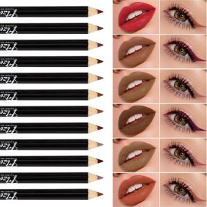 12pcs/set matte smooth lipstick pen lip liner set, nude matte plumping lip liner pen, high-efficiency long-lasting lipstick pen