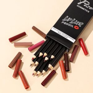 12pcs/set matte smooth lipstick pen lip liner set, nude matte plumping lip liner pen, high-efficiency long-lasting lipstick pen