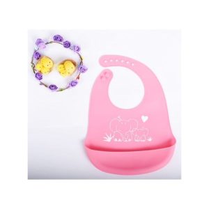 1pc Waterproof Silicone Bibs- Pink