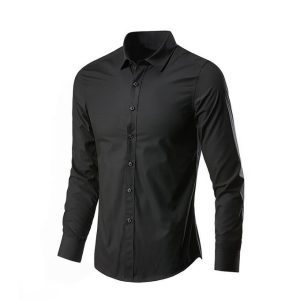 2PS Men's Long-sleeved Shirt + Short-sleeved Shirt No-iron Casual Work Collar Top