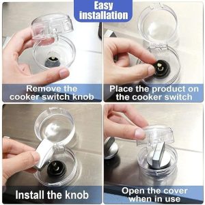 4pcs Stove Knob Covers for Child Safety - Baby Proofing Gas Stove Knob Covers