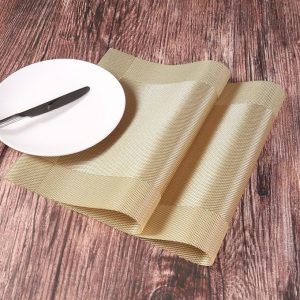 6pcs PVC Placemats with 1 Table Runner Crossweave Woven Vinyl Heat-Resistant Table Mats Non-Slip Washable for Kitchen Dinning Table...