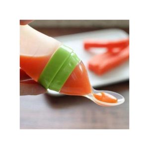 90ml Silicone Squeeze Baby Bottle Spoon Baby Feeding Bottle with Dispensing Spoon