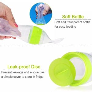 90ml Silicone Squeeze Baby Bottle Spoon Baby Feeding Bottle with Dispensing Spoon