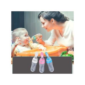 Baby Silicone Squeeze Feeding Bottle Spoon FoodCereal Feeder .