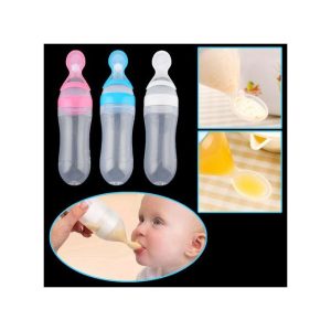 Baby Silicone Squeeze Feeding Bottle Spoon FoodCereal Feeder .