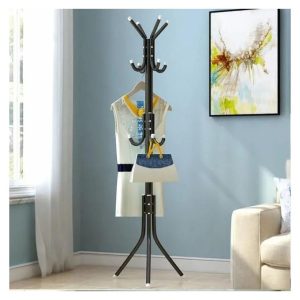 Coat Rack Hanger Stand, Single Pole, 12 Hook Stand, For Suits, Jacket, Blazer, Gown, Handbags, Umbrella. (12 Hooks)