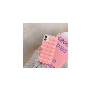 Creative Three-Dimensional Love Solid Colour Phone Case Pink