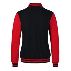 Darkhorsir Women Stylish Downy Baseball Jacket Black/Red