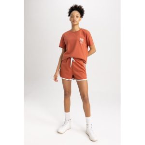 Defacto Woman Standart Fit Knitted Short - Orange