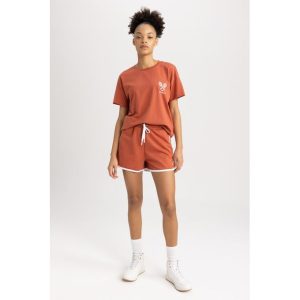 Defacto Woman Standart Fit Knitted Short - Orange