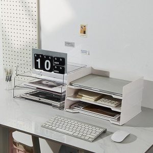 Desktop File Tray Organizer A4 Document Paper Organizer Rack Plastic Book Sh Storage Holder for Home Offices School