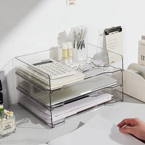 Desktop File Tray Organizer A4 Document Paper Organizer Rack Plastic Book Sh Storage Holder for Home Offices School