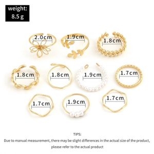 Fashion 10 Pcs Golden Rings Women Bohemian Rings Jewelry