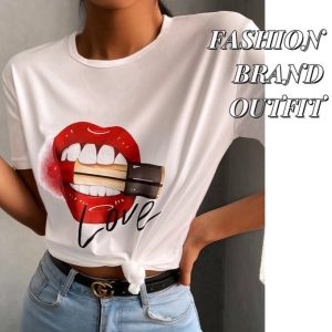 Fashion 2 PCS Women T-shirts Tshirts Ladies Tops Women Tees Sets Female Clothes