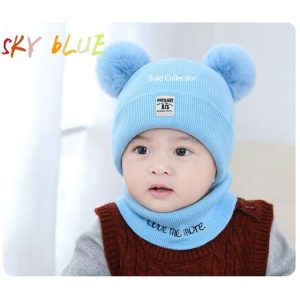 Fashion 2PCs Cutest Warm Knitted 1Baby Cap&1Matching Scarf