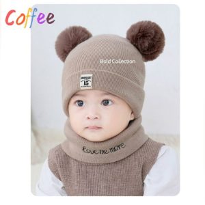 Fashion 2PCs Cutest Warm Knitted 1Baby Cap&1Matching Scarf