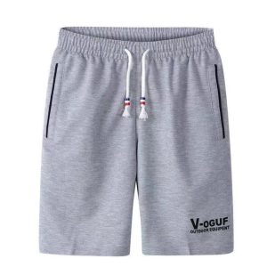 Fashion 2pcs Men's Fashion Shorts Casual Sports Five-point Pants Shorts Gray & Black