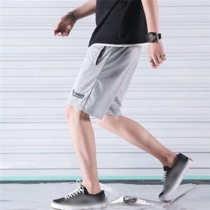 Fashion 2pcs Men's Fashion Shorts Casual Sports Five-point Pants Shorts Gray & Black