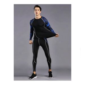 Fashion 2pcs Men's Gym Activewear,Boxing T-Shirt+Shorts Leggings-Quick Dry-Stretch-Black