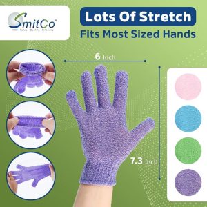 Fashion 4 Pairs Exfoliating Gloves For Scrub, Multicolours