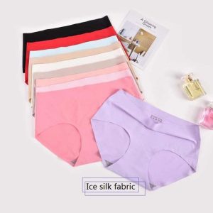 Fashion 4Pcs Ice Silk Seamless Comfy Panties