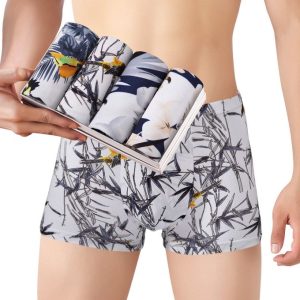 Fashion 4Pcs Men's Underwear Breathable Comfortable Stretch Cotton Boxer Briefs