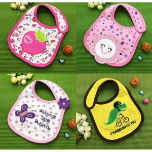 Fashion 5PCs Adorable Feeding Wear Cotton Baby Girl Bibs