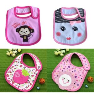 Fashion 5PCs Adorable Feeding Wear Cotton Baby Girl Bibs