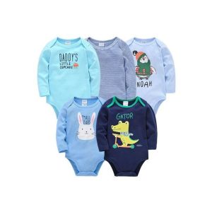 Fashion 5PCs Cutest Baby Newborn Cotton Long-sleeve Baby Boy Onesies/Bodysuit/sleepsuit