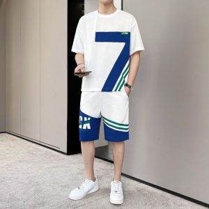 Fashion Men's 2 In 1 Short Sleeve T-Shirt & Shorts Set- White