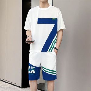 Fashion Men's 2 In 1 Short Sleeve T-Shirt & Shorts Set- White