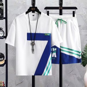 Fashion Men's 2 In 1 Short Sleeve T-Shirt & Shorts Set- White