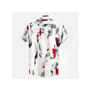 Fashion Men's Hawaiian Ink Print Bottom-down Beach Short Sleeve T-Shirt Casual Tops