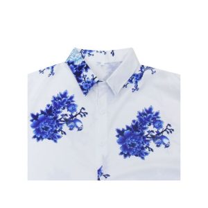 Fashion Men's Hawaiian Ink Print Bottom-down Beach Short Sleeve T-Shirt Casual Tops