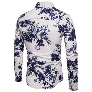 Fashion Mens Long Sleeve Casual Pattern Floral Business Printed Shirts Official Vintage