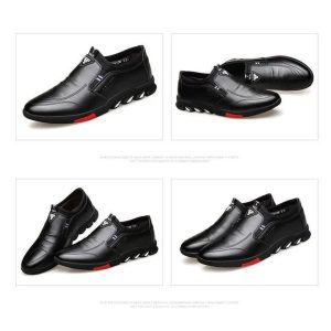 Fashion Men's Soft Sole Leather Shoes - Black