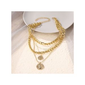 Fashion Multi-layer Golden Necklaces Jewely Choker Chain Necklace Vintage For Women