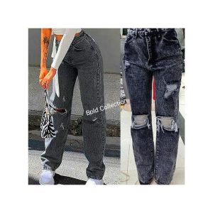 Fashion Rugged Mommy Jeans Ladies Denim Jeans-GREY