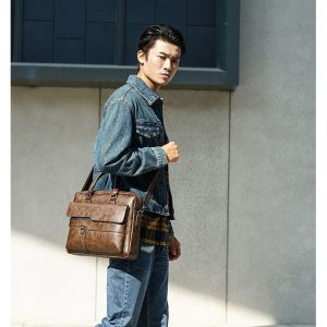 Fashion Vintage Men Briefcase Large Shoulder Business Handbag