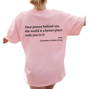 Fashion Womens Tops Round Neck Letter Printed Short Sleeve T-Shirt - Pink