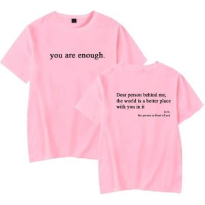 Fashion Womens Tops Round Neck Letter Printed Short Sleeve T-Shirt - Pink