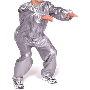 Fitness Weight Loss Sweat Sauna Suit Exercise Gym Anti-Rip Silver