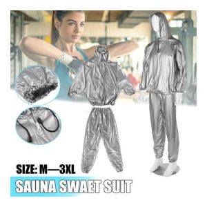 Fitness Weight Loss Sweat Sauna Suit Exercise Gym Anti-Rip Silver