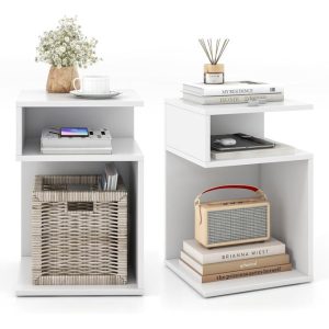 Joy S-Shaped Side Table With 2 Open Storage Compartments