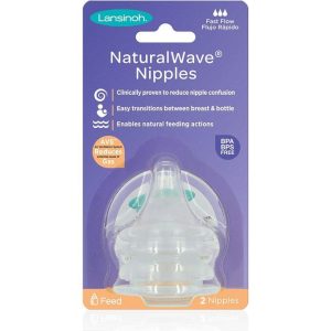 Lansinoh NaturalWave Nipples, Fast Flow Teats X2 (6 Months+)