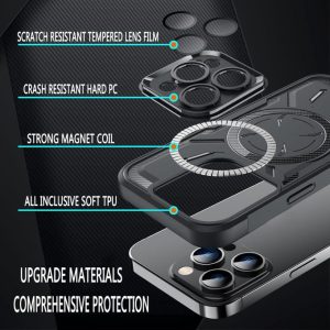 Magnetic Case For IPhone 13 14 15 Pro Max Compatible With MagSafe Heavy Duty Carbon Fiber Phone Case